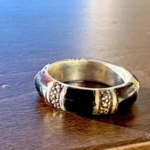 Black Onyx with Marcasite Ring
Size 8